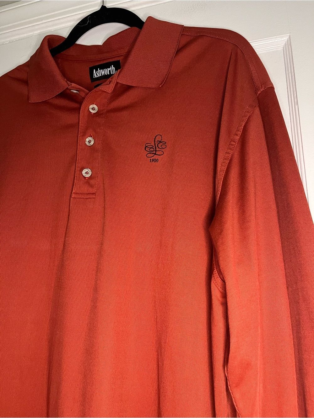 Ashworth Men’s XL Rust Long Sleeve Golf Polo Shirt Country Club